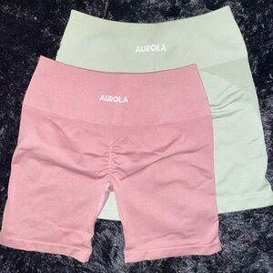 AUROLA Workout Scrunch Shorts Colors Old Rose & Iceberg Green - Size Small